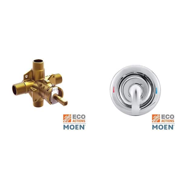 Chateau Lever Shower Valve Trim Kit in Chrome and Brass Rough-In Posi-Temp Shower Valve Combo