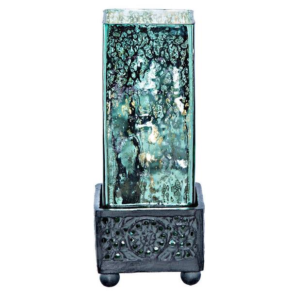 River of Goods 8.8 in. Teal Accent Lamp with Square Studio Art Mercury Glass Shade