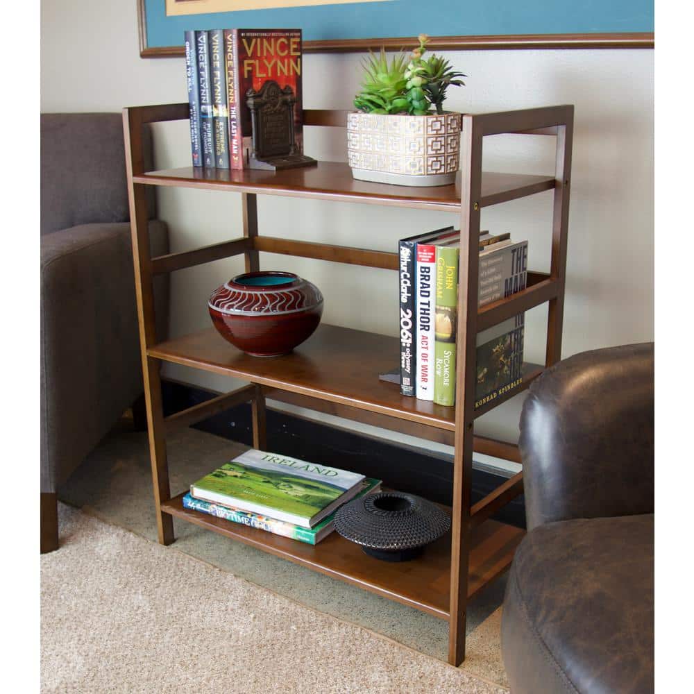 Caramel Bamboo 3-Tier Stackable Bookshelf with Rounded Edges