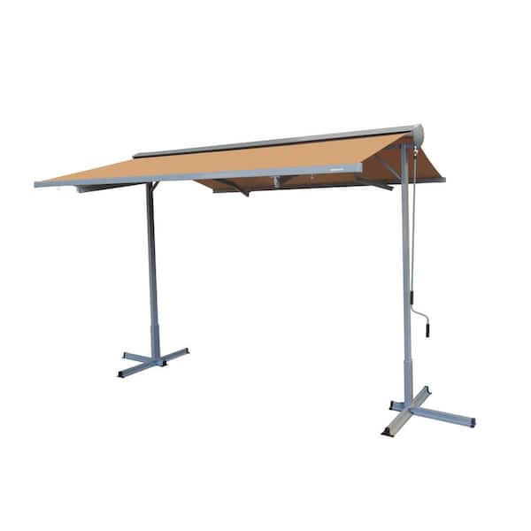 Advaning 14 ft. FS Series Free Standing Semi-Cassette Manual Retractable Patio Awning in Canvas Umber (10 ft. Projection)