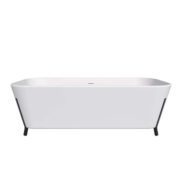Unbranded 70 in. x 31 in. Soaking Bathtub with Center Drain in White