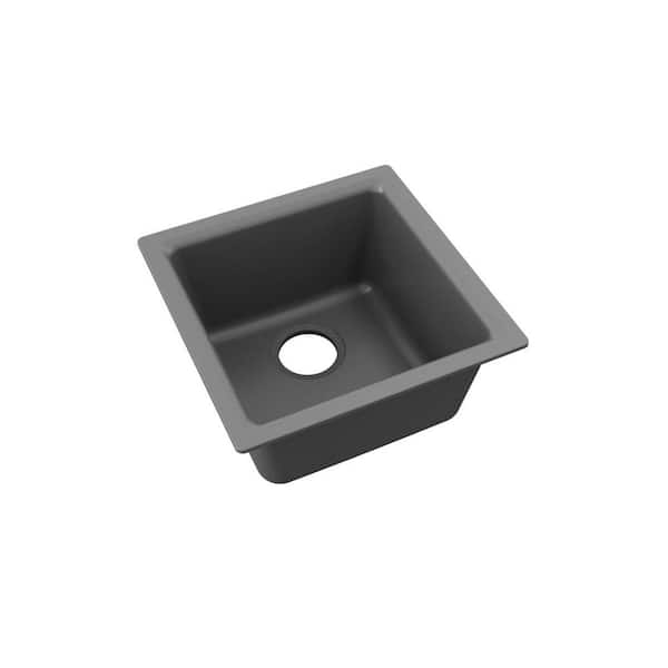 Quartz Classic Drop-In Undermount Composite 18 in. Single Bowl Bar Sink in Black
