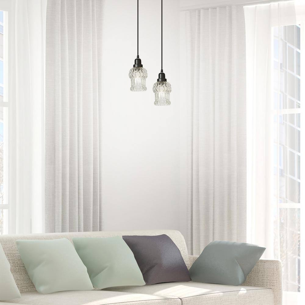 Delphine 4.5" Black and Clear Glass Pendant Light