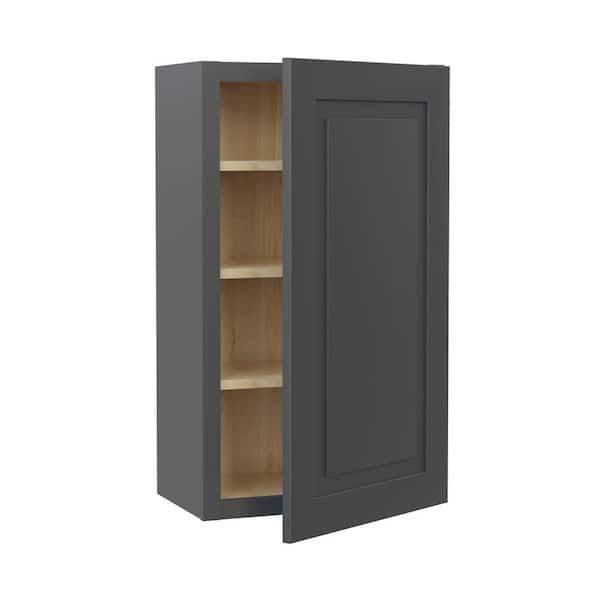 Home Decorators Collection Grayson 18 in. W x 12 in. D x 36 in. H Assembled Plywood Wall Kitchen Cabinet in Deep Onyx with Soft Close