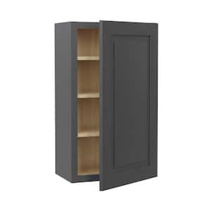 Grayson Deep Onyx Painted Plywood Shaker Assembled Wall Kitchen Cabinet Soft Close 15 in W x 12 in D x 36 in H