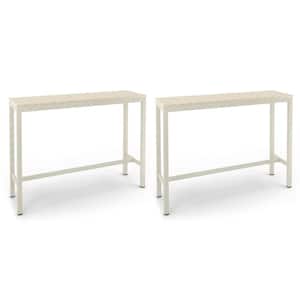 Humphrey 55 in. Cream Plastic HDPS Outdoor Bar Table Patio Waterproof Pub Height Dining Table For Balcony Indoor 2-pack