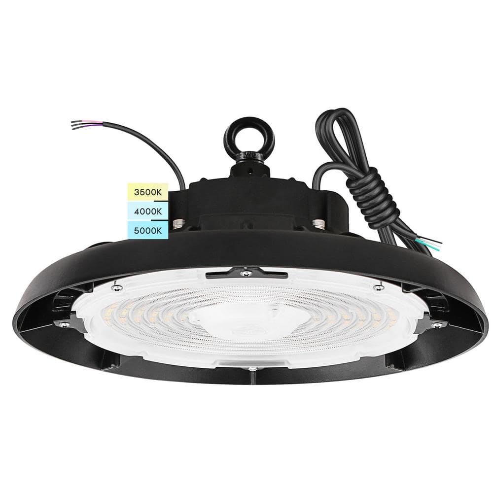 LUXRITE 1 ft. 100/120/150-Watt UFO High Bay LED Black Shop Lights