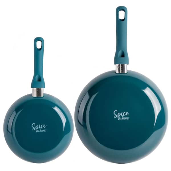Spice by Tia Mowry Savory Saffron Pre-Seasoned 2 Piece 10in and 12in Cast Iron Skillet Set