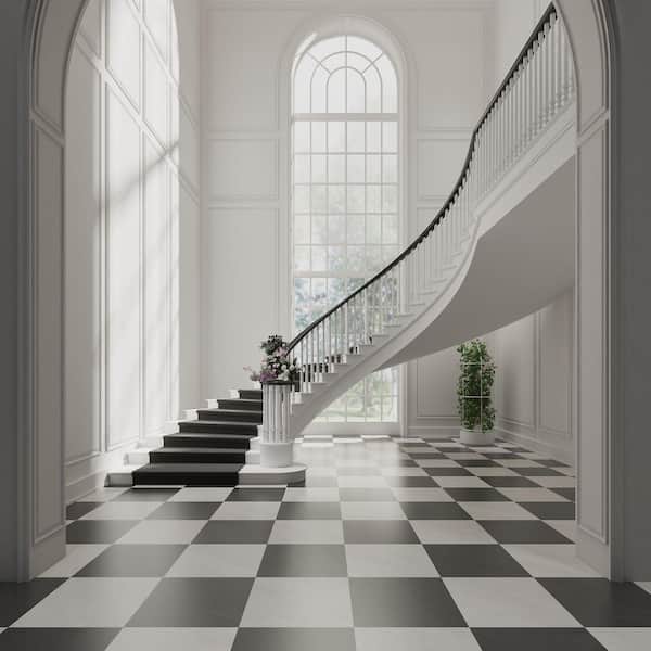 Italian Hurricane Checker White 24 in. x 24 in. Matte Stone Look Porcelain Floor and Wall Tile (60 sq. ft./Pallet)