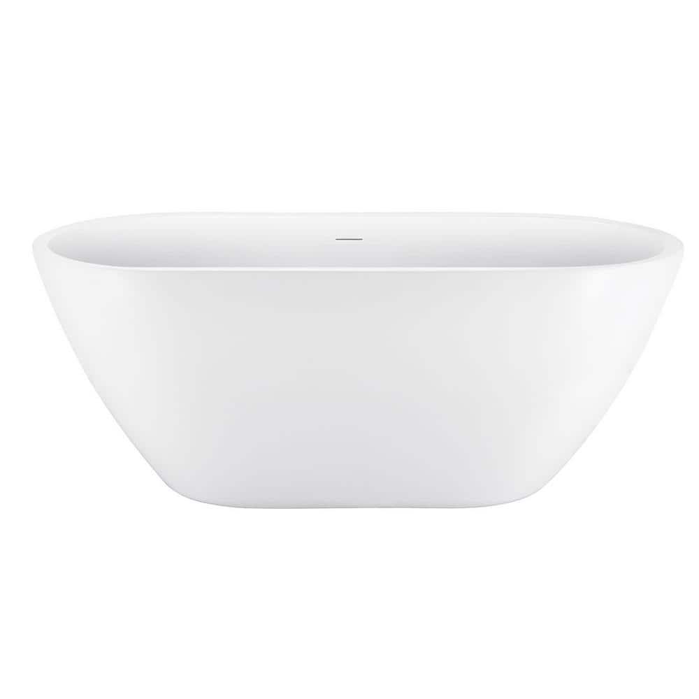 65 in. L 100% Acrylic Oval FlatBottom Freestanding Modern Soaking Bathtub S