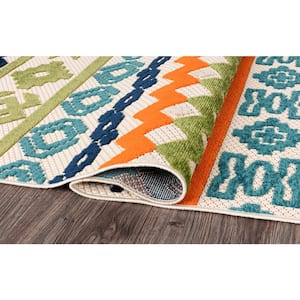 Troyes Contemporary Bohemian Multi 2 ft. x 7 ft. Runner Indoor/Outdoor Area Rug