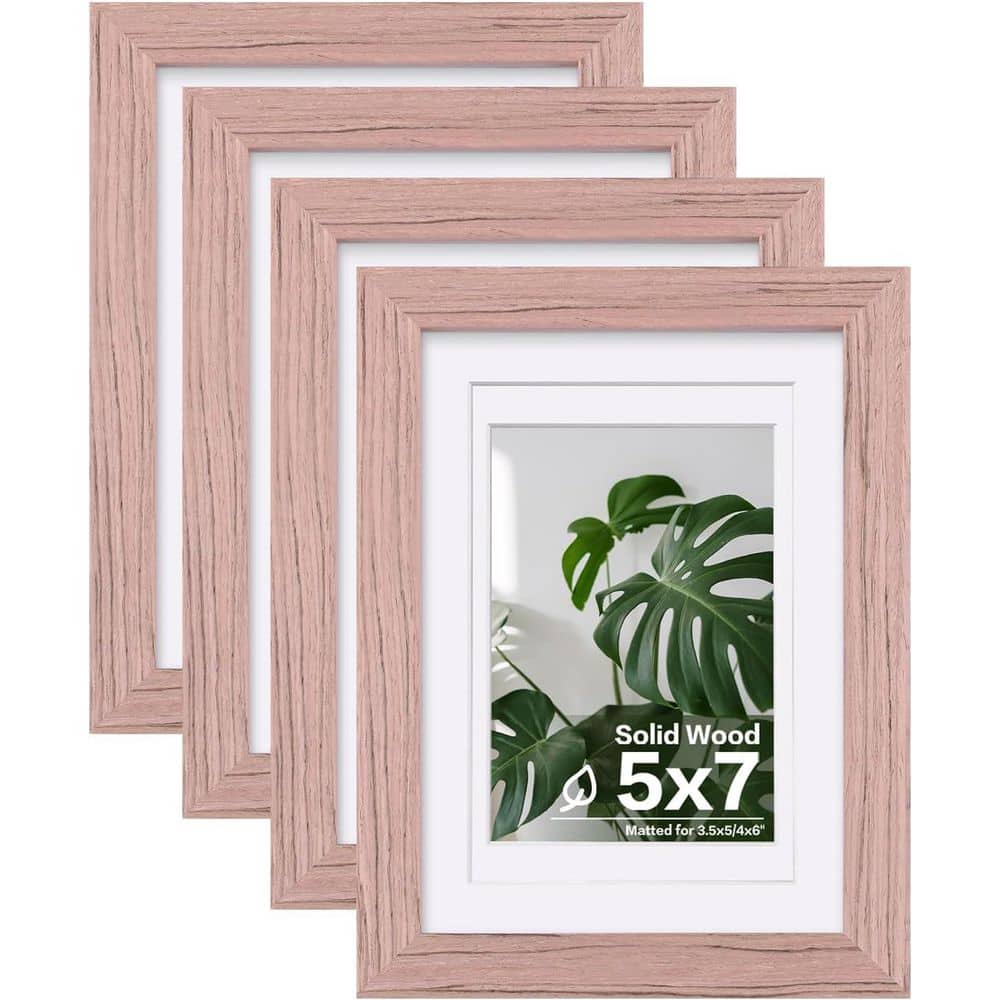 額縁　木製 フレーム　5x7インチ　ピンク額 5x7 Peach Pink Wood Hanging Picture Frame Set of 4 Y02314 - The