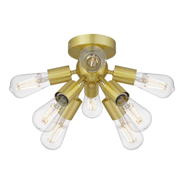 Home Decorators Collection Adriel 17.13 in. 8-Light Brushed Gold Flush Mount