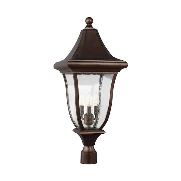 Generation Lighting Oakmont 3-Light Outdoor Patina Bronze Lamp Post Light