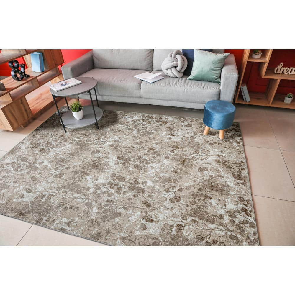 Beige 5 ft. x 8 ft. Livigno 1242 Transitional Floral Area Rug 1242