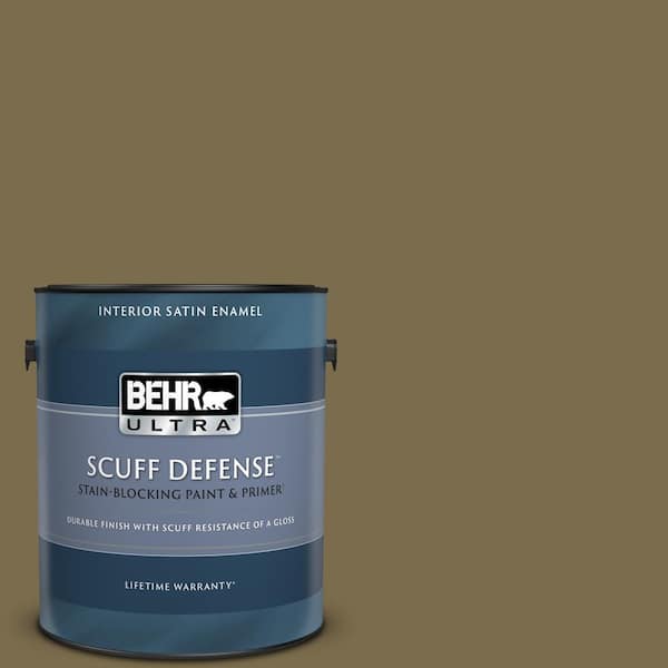 BEHR ULTRA 1 gal. #PPU8-01 Olive Extra Durable Satin Enamel Interior Paint & Primer