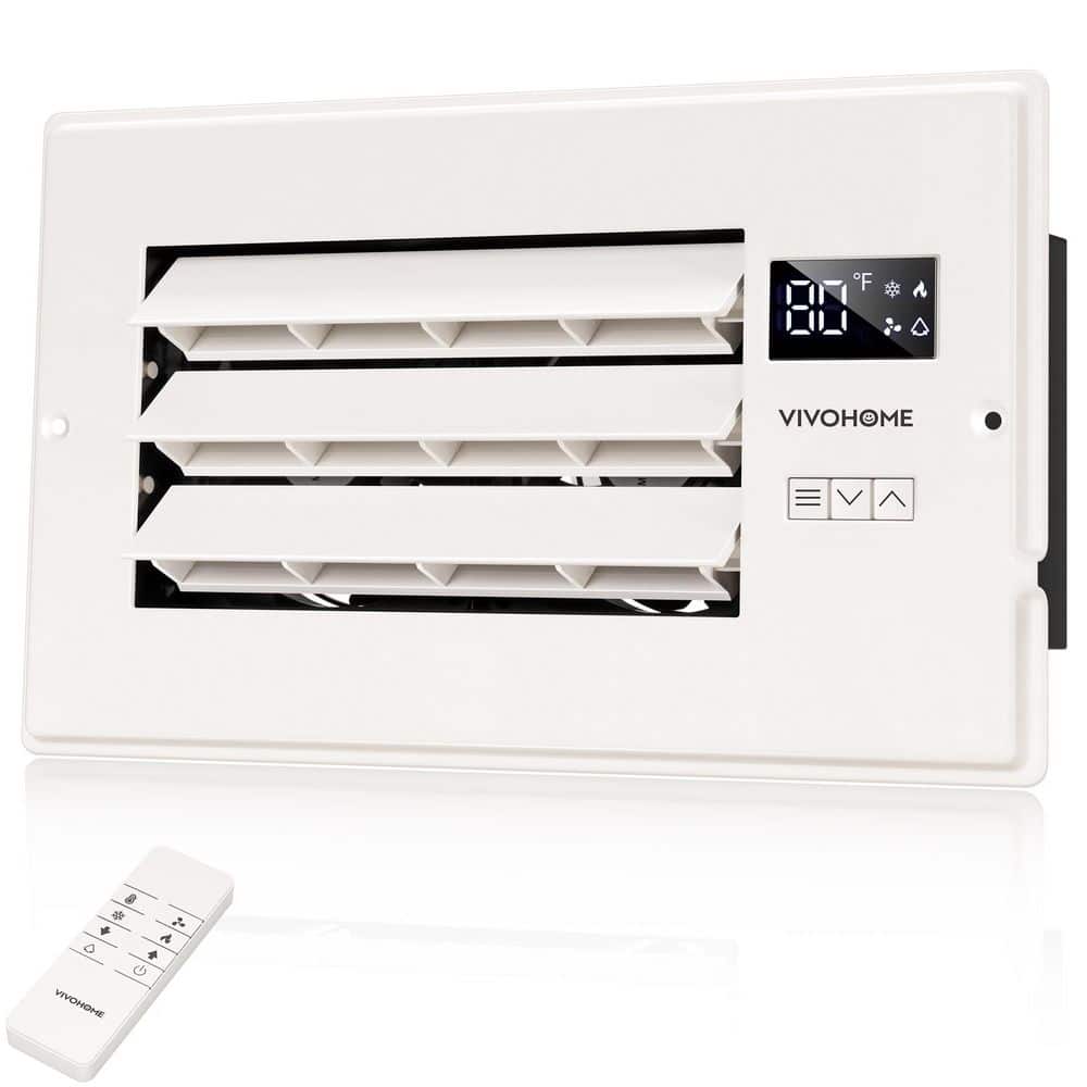 6 in. x 10 in. Opening Smart Register Booster Fan with Adjustable Louver, Thermostat and Remote Control in White price history on PriceWatchPro