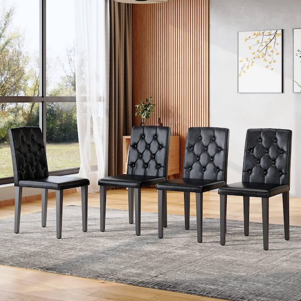 Black PU Leather Side Chair (Set of 4)