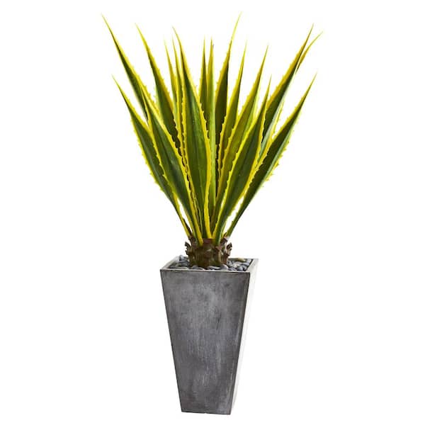 Nearly Natural Indoor 5-Ft. Agave Artificial Plant in Gray Planter