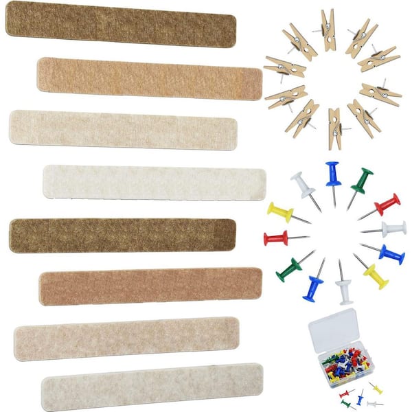 Afoxsos 13 x 2 in. Felt Pin Board Strips Camel-Brown Self-Adhesive with Pushpins for Wall Display Notes Photos 8-Pieces