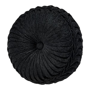 Sayreville Black Polyester Tufted Round Decorative Throw Pillow 15 x 15 in.