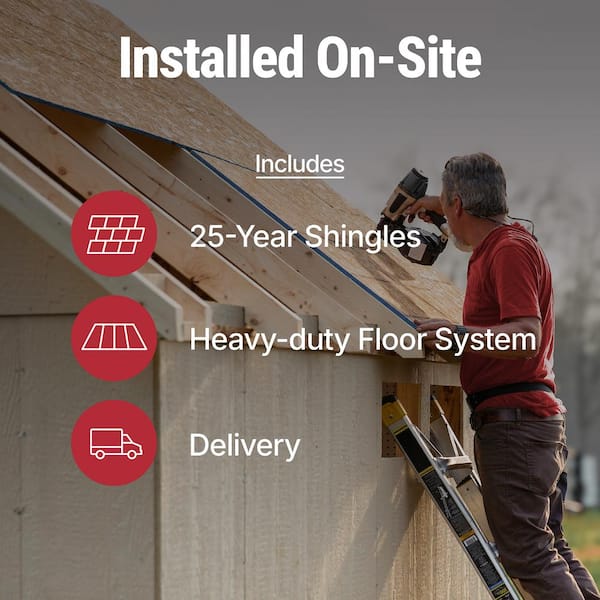 Professionally Assembled CAMBRIA 10 ft. x 4 ft. Space Saving Lean-to Wood Shed with Floor - Brown Shingle (40 sq. ft.)