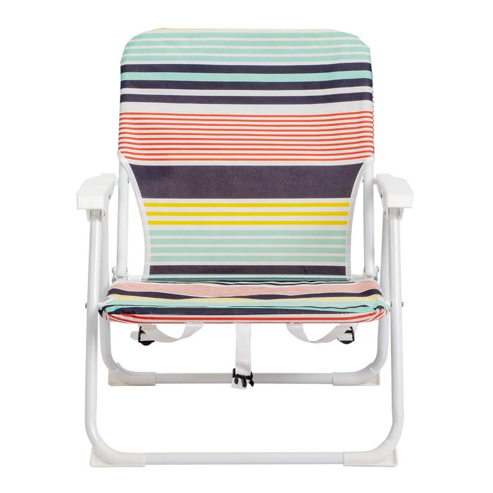 Colorful Striped Steel Frame Beach Armchair