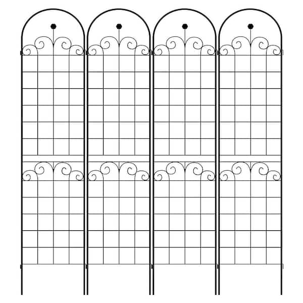 86 .7 in. Metal 4 Pack Garden Trellis in Black