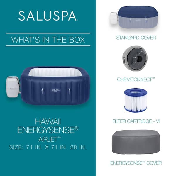SaluSpa Hawaii AirJet, 6-Person 140 Jets, 120V Inflatable Hot Tub with EnergySense Cover