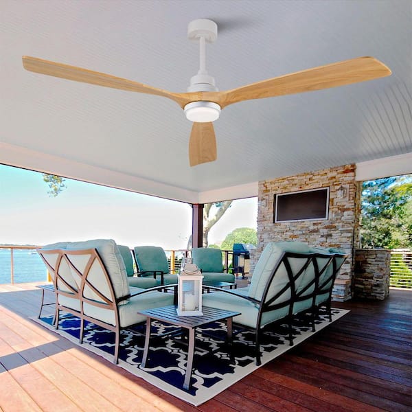 bessten 72 in. White Standard Ceiling Fan with Light, 3 Wood