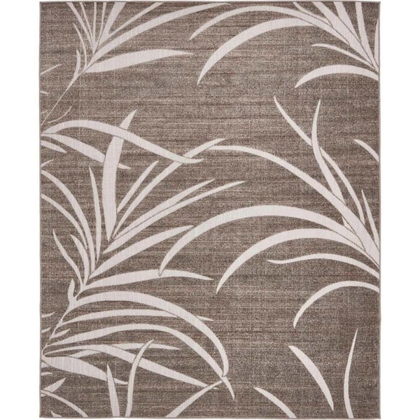 Outdoor Botanical Orlando Brown 8 ft. x 10 ft. Area Rug
