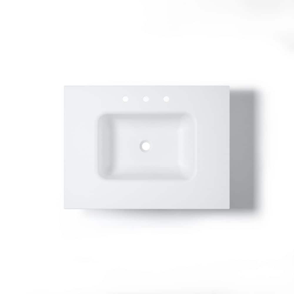 Velora 30 in. W x 22 in. D Everstone Solid Surface Vanity Top in White Non-Porous Hygienic Finish price history on PriceWatchPro