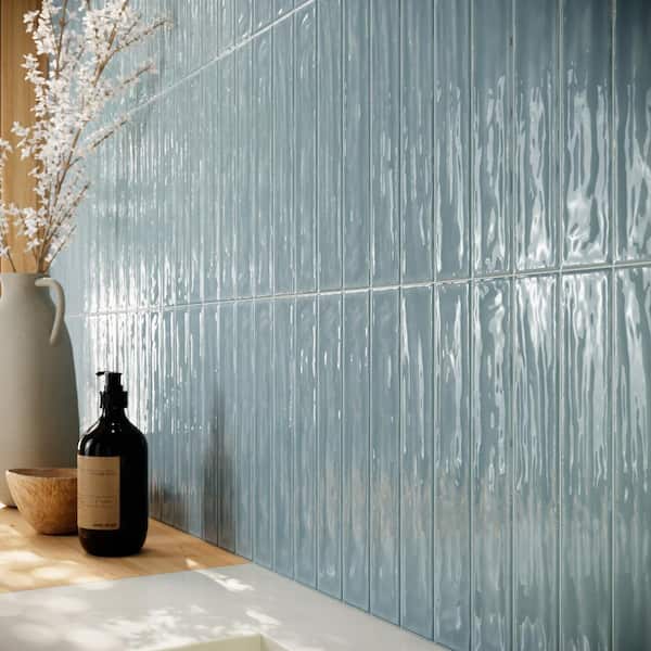MOLOVO Nova Ocean 1.97 in. x 11.81 in. Polished Ceramic Subway