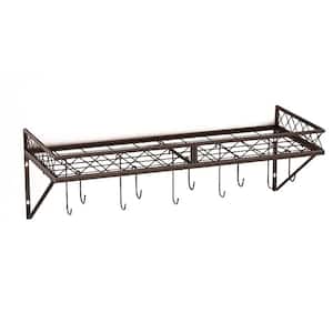 27 in. Bronze Wall Mounted Kitchen Pot Rack with 10-Hooks