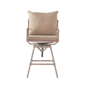 Jacoby Swivel Metal Outdoor Bar Stool with Gray Cushion