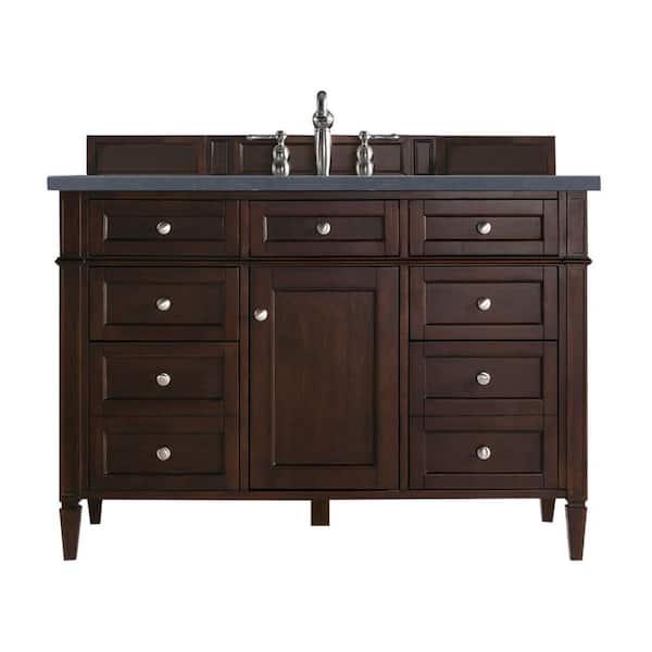 James Martin Vanities Brittany 48 in. W x 23.5 in.D x 34 in. H Single Bath Vanity in Burnished Mahogany with Charcoal Soapstone Quartz Top