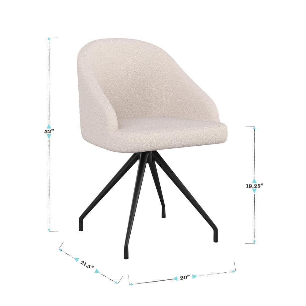 White Boucle Upholstered Office Chair with Oil Rubbed Bronze Frame