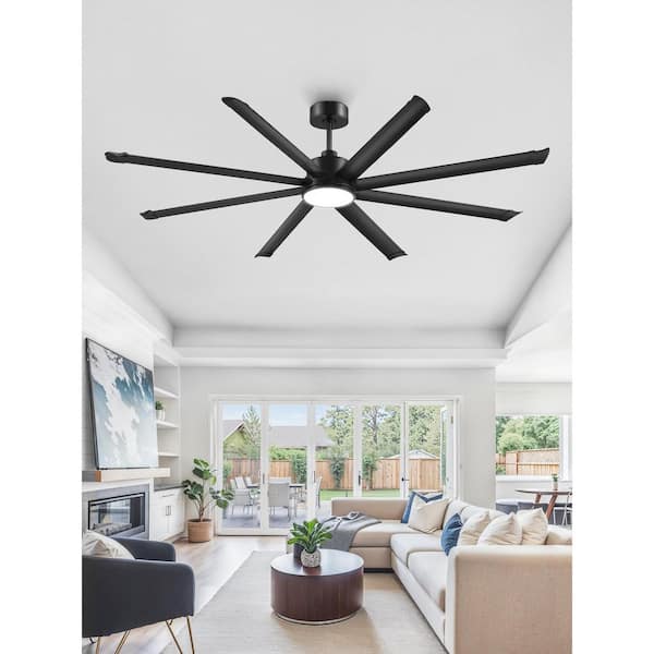 84 in. Indoor/Outdoor Industrial Ceiling Fan with 8 Aluminum Reversible Blade Quiet DC Motor 6 Speeds for Living Room