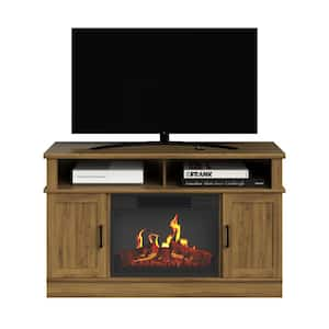 TV Stand with Electric Fireplace, Brown