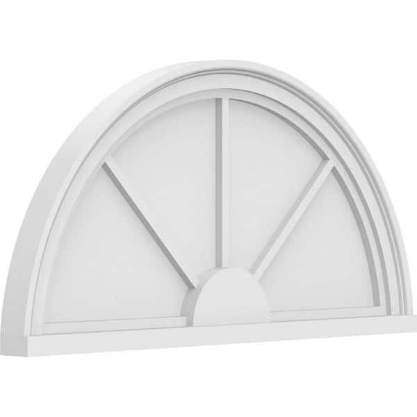 Ekena Millwork 2 in. x 30 in. x 15 in. Half Round 3-Spoke Architectural Grade PVC Pediment Moulding