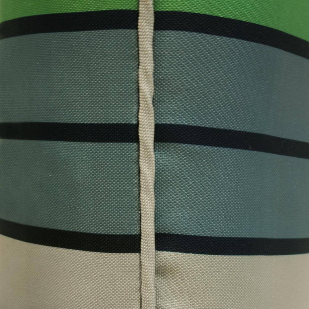 Vintage Green and Blue Striped Outdoor Throw Pillow