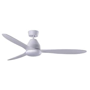 Whitehaven 56 in. Outdoor/Indoor White Smart WiFi Controlled 3blade DC Ceiling Fan with Remote Control and Light Kit