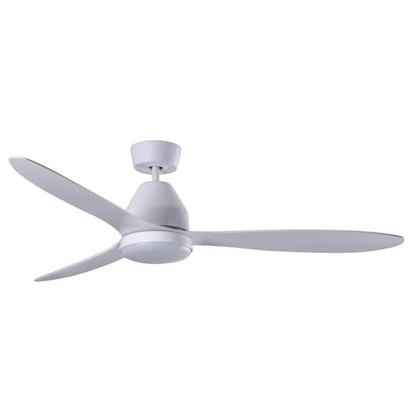 Lucci Air Whitehaven 56 in. Outdoor/Indoor White Smart WiFi Controlled 3blade DC Ceiling Fan with Remote Control and Light Kit