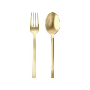 2-Piece Arezzo Stainless Steel Brushed Gold Service Set