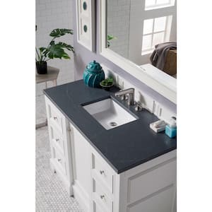 De Soto 49.3 in. W x 23.5 in.D x 36.3 in. H Single Vanity in Bright White with Quartz Top in Charcoal Soapstone