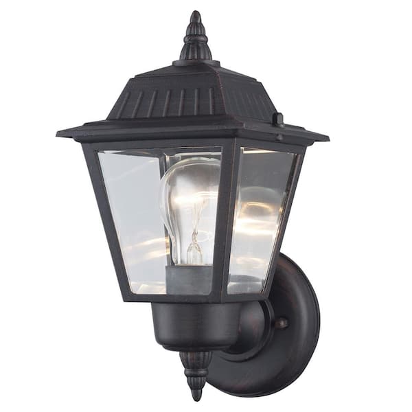 Bel Air Lighting Estate 1-Light Rust Outdoor Wall Light Fixture with Clear Glass