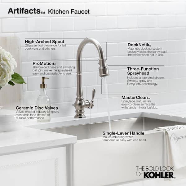 KOHLER K-99267-SN Artifacts Bar Sink Faucet with Victorian Spout Design,  Vibrant Polished Nickel 141［並行輸入］ キッチン