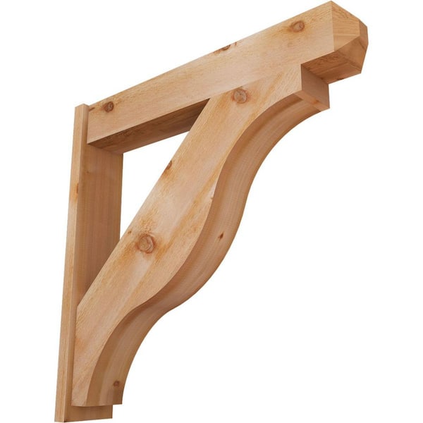 Ekena Millwork 8 in. x 44 in. x 44 in. Western Red Cedar Fuston Craftsman Rough Sawn Outlooker