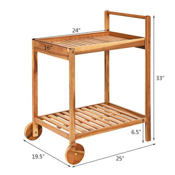 Utility Cart With Cutting Board Wood/natural - Winsome : Target