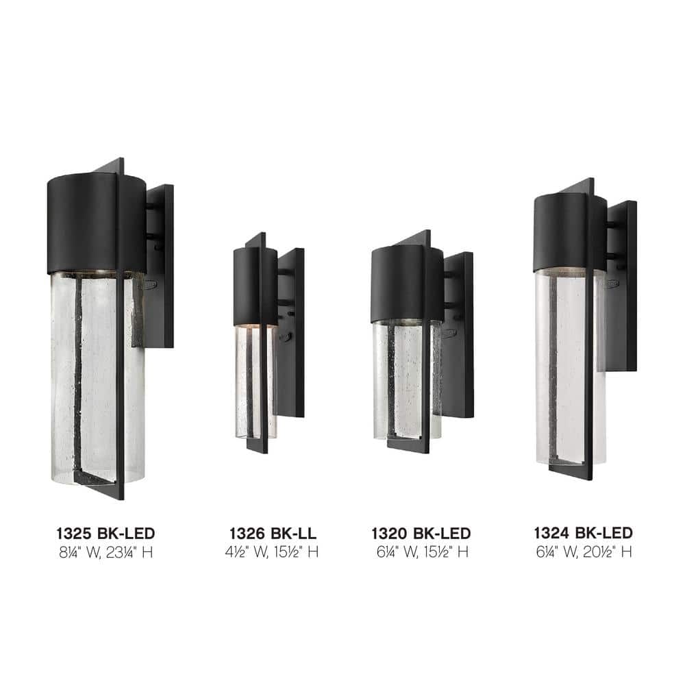Sleek Black Aluminum LED Wall Light with Clear Seedy Glass